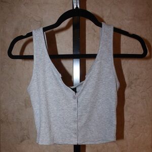 SHEIN Light Gray Buttoned Crop Top